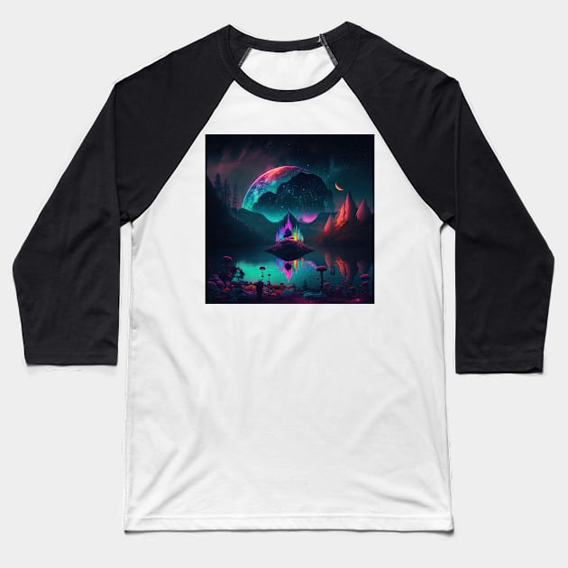 Neon fantasy world Baseball T-Shirt by TheMadSwede